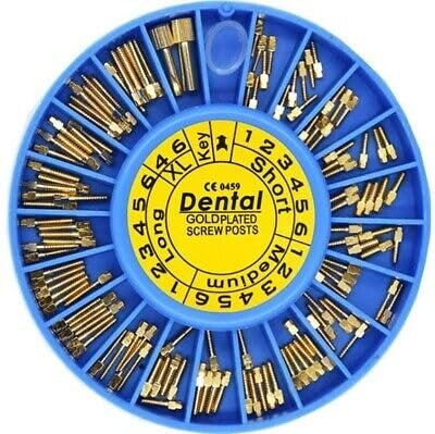 Dental use gold Screw Posts Kits 120 pcs Conical shaped 24K Gold Plated (120pcs- Gold plated)